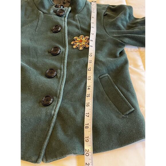 Banana Republic Women Blazer SZ XXSP Green Open Front Jacket Amber Brooch 54023 - Picture 6 of 8